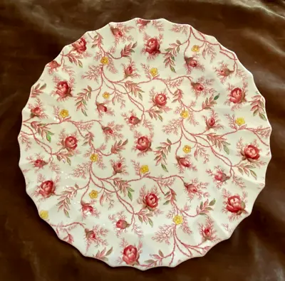 Spode  Rosebud Chintz  ~ 9  Luncheon Round Scalloped Plate ~ Near Mint Cond. • $15