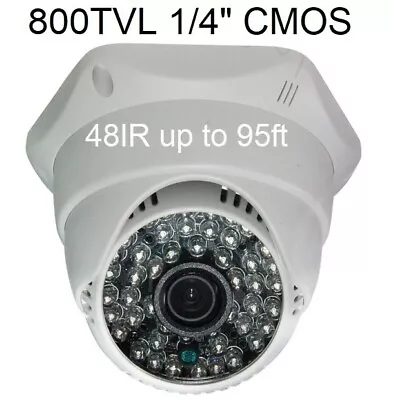 FT-4S118 800TVL CMOS 1/4  48IRxF0.5mm Up To 95FT 2MP 3.6mm Lens Dome Camera • $11.68
