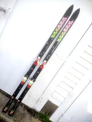 Vintage K2 TNC Comp Skis Day-Glo Era 195 Cm W/ Salomon 747 Demo Bindings • $175