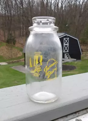 Vintage 1957 Farmer's Dairy Yellow Paint Half Pint Milk Bottle Cumberland Md • $13.95