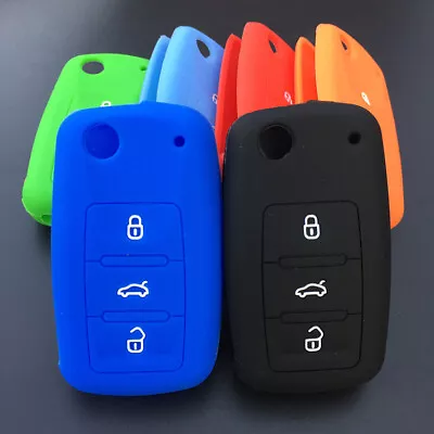 $4.96 • Buy Fit VW Golf GTI Jetta Amarok Passat 3 Button Remote Key Fob Silicone Case Cover