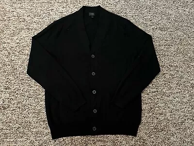 J Crew Cardigan Sweater Mens Medium Black Merino Wool Knit Preppy Button Up • $34.50