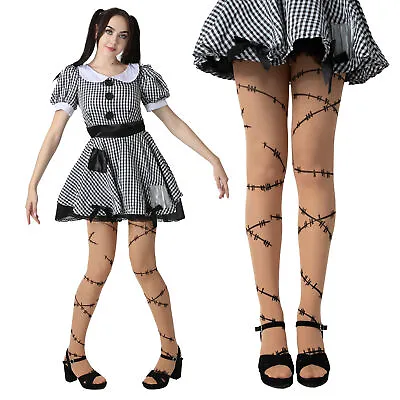 Broken Rag Doll Costume Scary Zombie Adults Childs Scary Halloween Fancy Dress • £17.99