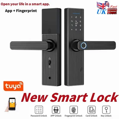 Electronic Smart Door Lock Fingerprint Home Office Password Card Key Locks Tuya • £99.99