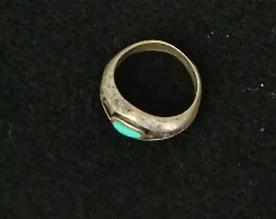 Ring Pinkie Size 3.5 Turquoise Inlaid Silver Vintage • $32