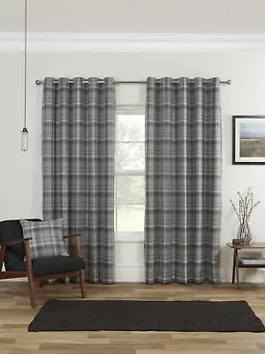 Blackout Ring Top Curtains Eyelet Thick Curtain Pair Thermal Ready Made Red Grey • £73.99