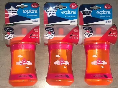 Tommee Tippee Explora Baby Feeding Bottles 12m+ 350ml X3 (Total 3 Bottles) • £15