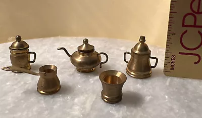 Vintage Indian Brass Pitcher Watering Can Miniature Set Of 5 • $19.99