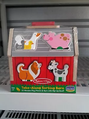 Melissa And Doug Wooden Take Along Sorting Barn With 10 Wooden Barn Animals (NEW • $17.99