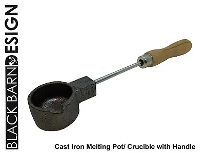 Cast Iron Melting Pot Crucible Dish With Wooden Handle For Gold Silver Brass   • £14.99