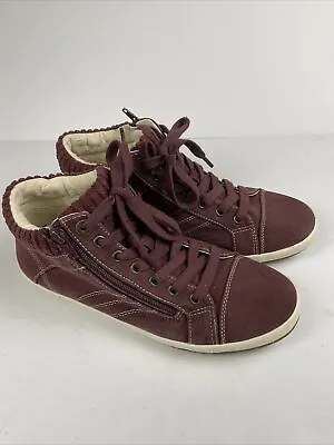 Taos Shoes Women's Start Up Lace Up Mid Sneakers Burgundy/Brown Fabric Size 8.5 • $31.49