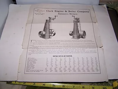 CLARK Steam Engine Boiler Sales Brochure Pamphlet Original Governor Oiler WOW • $9.95