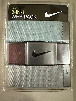 Nike Golf Mens 3 In 1 Web Pack Belts Fits Most Up To 42” Waist Teal/Merlot/Gray • $14.99