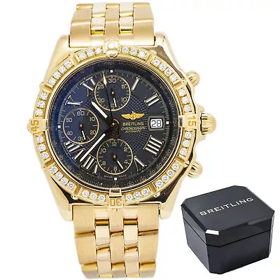 Breitling Crosswind K13055 Factory Diamond Bezel 18K Black Dial Auto Men's 41mm • $19995