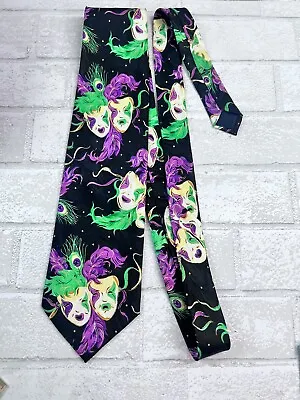 Roberto Cellini Mardi Gras Mens Tie Black Purple Green • $18.99