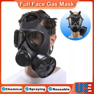 Chemical Full Face Gas Mask Soviet Military Army Respirator + 40mm Filter Box • $49.59