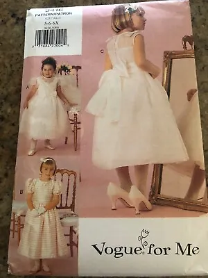 🌸 Vogue For Me #9416 - Girls Special Occasion-flower Girl Dress Pattern 5-6x Ff • $13.29