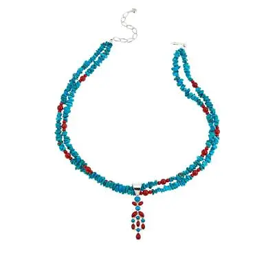 Jay King Andean Turquoise Red Sea Bamboo Coral Pendant/18  Necklace HSN $180.00 • $49.99