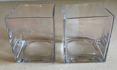 £12 • Buy Glass Cube Shaped Vase Orchid Planter Flowers Confectionery Trinkets  H15xD15cm