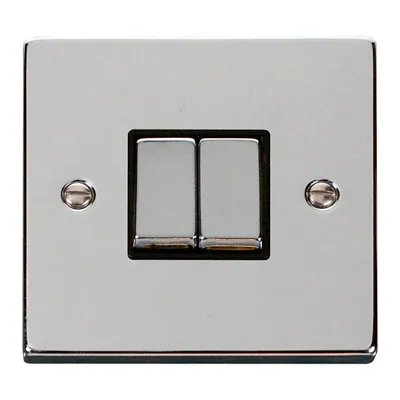 £10.80 • Buy Click Deco 2 Gang  Double Light Switch Victorian Polished Chrome - VPCH412BK