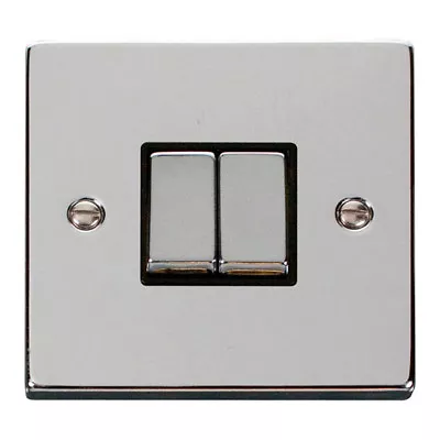 £10.80 • Buy Click Deco 2 Gang  Double Light Switch Victorian Polished Chrome - VPCH412BK