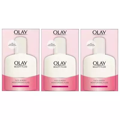 3 X Olay Beauty Fluid Face & Body Moisturising Fluid Normal/Dry/Combo 200ml • £29.21