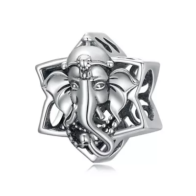 💖 Elephant God Lucky Star Charm Bead Animal Genuine 925 Sterling Silver 💖 • £16.95