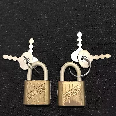 Two Walsco Vintage Mini Padlocks With Keys - Made In USA • $14.99