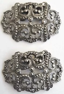 Vintage MUSI Shoe Clips Silver Tone Ornate Design Set Of 2 • $18