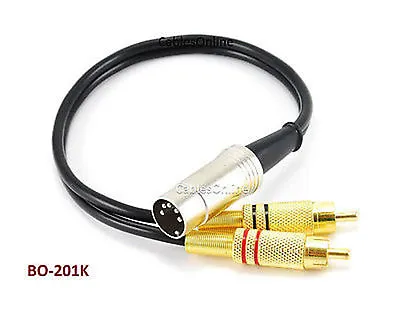 1ft 5-Pin DIN To 2-RCA Black Audio Cable CablesOnline BO-201K • $15.95