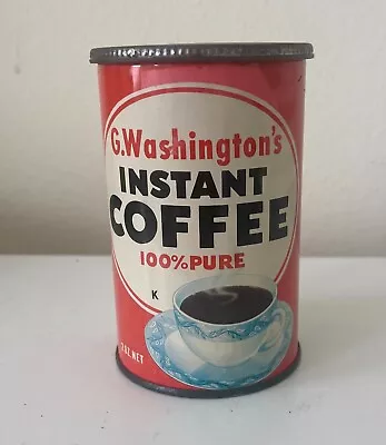 Vintage 1950s G. Washington's Instant Coffee  -2 Oz Tin W/ Lid - Good Condition • $20