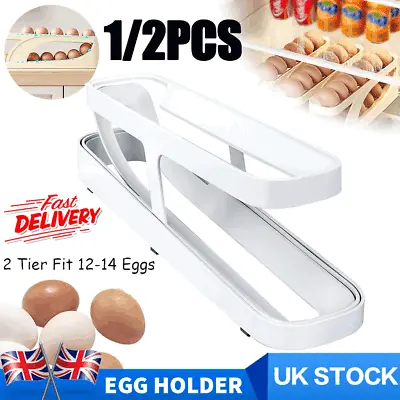 Automatic Roll-Down Double-layer Egg Dispenser Egg Storage Rack Kitchen Fridge • £8.91