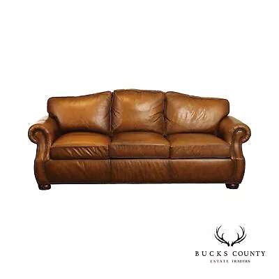 Century Trading Co. Camelback Leather Sofa • $1795