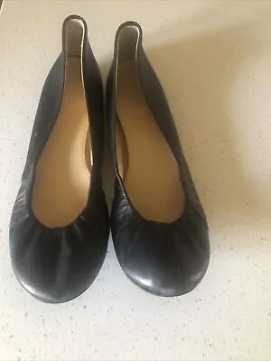 J.Crew Cece Ballet Flats Black Leather Slip On Size 8.5  Made In Italy • $16.99