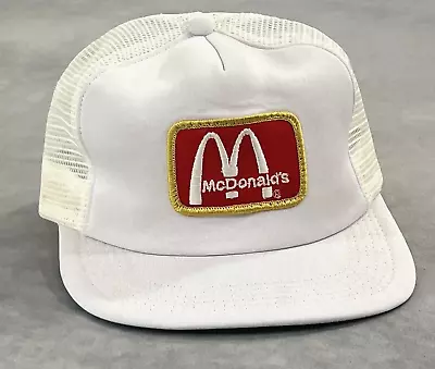 Vintage McDonalds Snapback Hat Mesh Trucker White Embroidered Made In USA • $35.50
