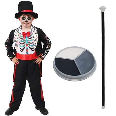 Day Of The Dead Costume Fancy Dress Boys Halloween Mexican Sugar Skull Spanish  • £23.49