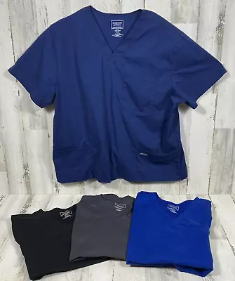 (4) XL/XG/TG Cherokee Authentic Workwear Prof. Scrub Tops BLUE NAVY BLACK PEWTER • $19.95