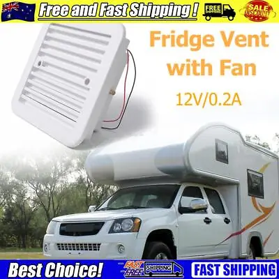 RV Fridge Vent With Fan Silent Trailer Caravan Side Air Ventilation Exhaust Fan • $44.43
