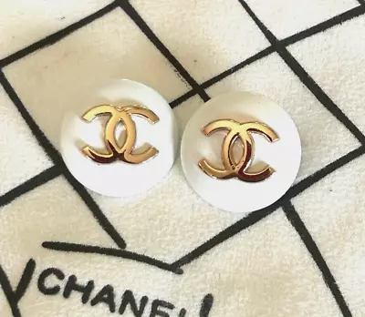 CHANEL Vintage Gold Metal Button White 23mm (Set Of 2) • $35