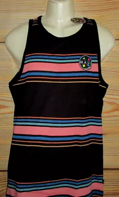 Mens Maui & Sons Striped Black Tank Top T-shirt Size L • $19.90