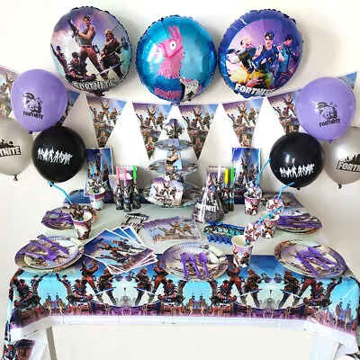 Fortnite Birthday Party Supplies Tablewares Cake Toppers Plates Cups Tablecloth • $7.34