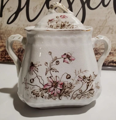 £24.29 • Buy Antique Floral Moss Rose Sugar Bowl  Royal Ironstone China Warranted 