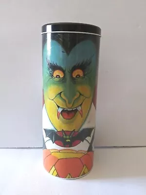 Vintage Dracula Halloween Tin Empty Collectors Canister 1994 Market Square Foods • $40