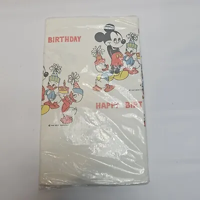 Vintage Disney Happy Birthday Table Cover Mickey Mouse Minnie Mouse 96 ×54  NOS • $9.99