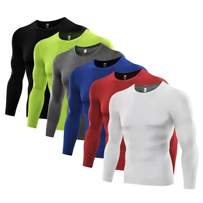 NEW Men Long Sleeve Quick Dry Compression Shirt Gym Tops Under Base Layer Tights • $13.43