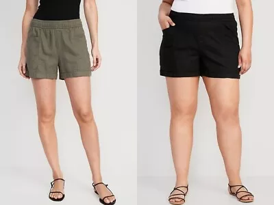 Old Navy Women's Short High-Waisted Linen-Blend Utility Shorts For Women • $9.97