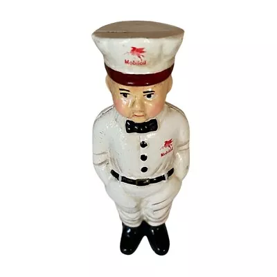 Cast Iron Mobiloil Gas Boy Money Bank Service Man D.H. Lee 1949 - Man Cave • $64.95