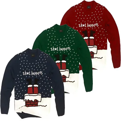 Mens Christmas Jumper New Funny Novelty Xmas Pullover Sweater Knitted Santa • £11.99