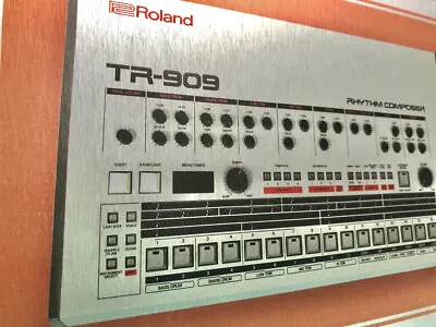 Framed Roland TR - 909 Drum Machine Print On Aluminium: Size A3 Framed To 18x14  • $55.49