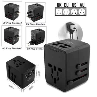 $21.99 • Buy International Universal Travel Adapter 3 USB &Type-C Outlet Converter Plug Power